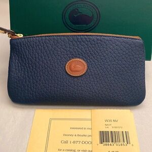 NOS Vintage Dooney & Bourke Dark Navy Pebbled Leather Mini Clutch Wallet RARE